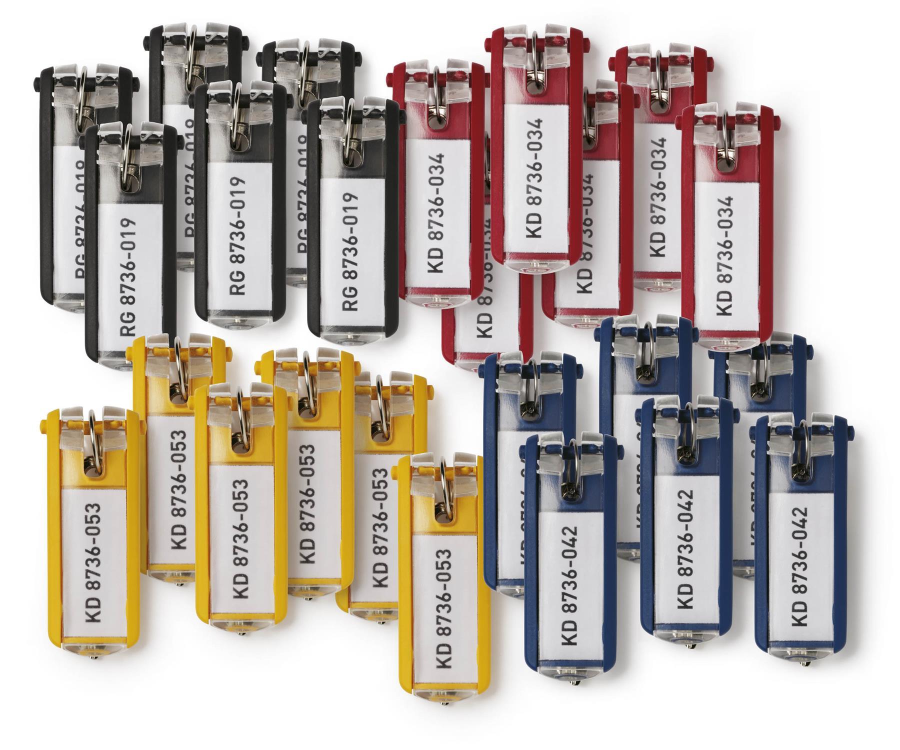 Showing Durable UK's Durable Key Clips Organisational Label Hooks | 24 Pack | Assorted, available as SKU 194927 with EAN 4005546998572.