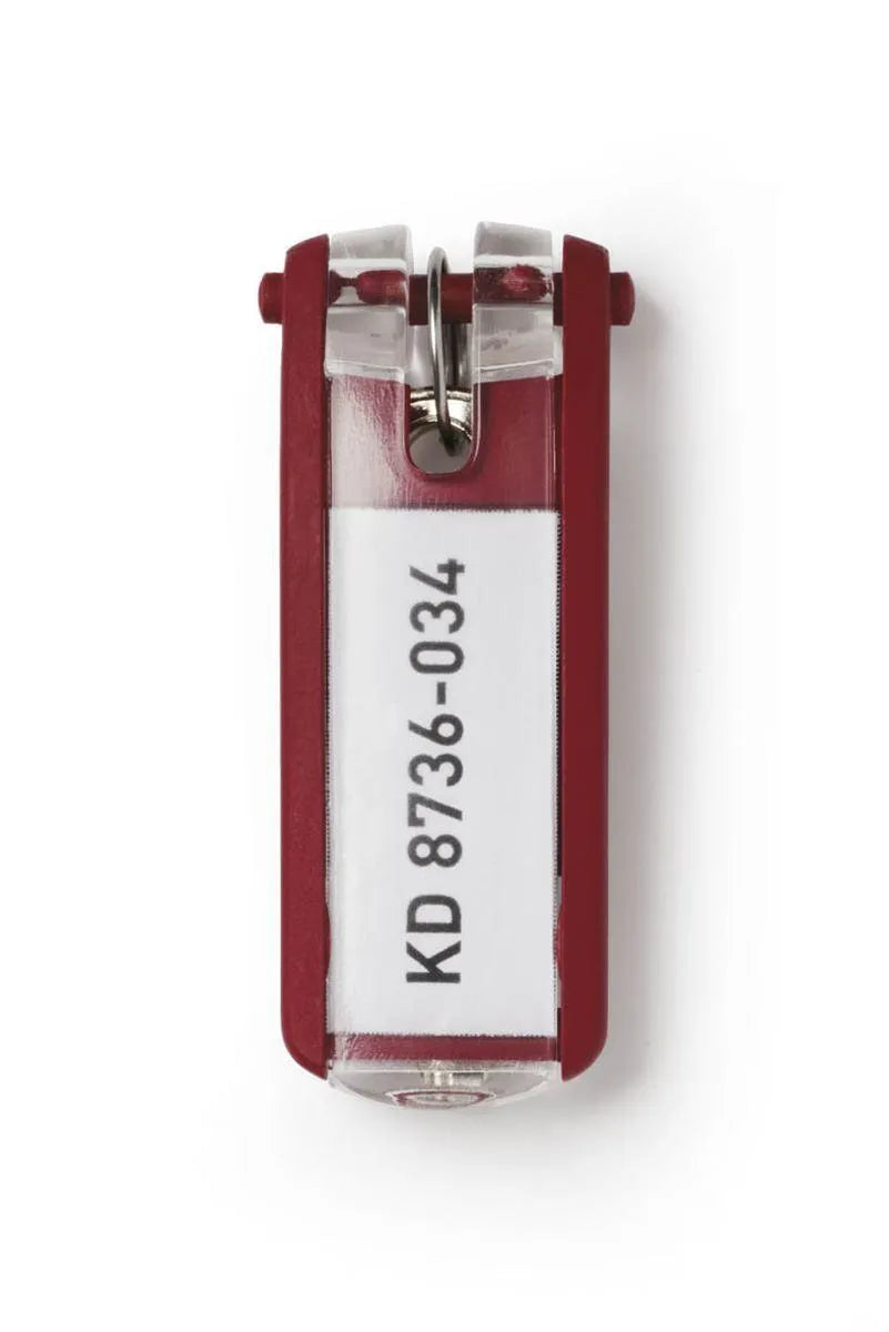 Showing Durable UK's Durable Key Clips Organisational Label Hooks | 6 Pack | Red, available as SKU 195703 with EAN 4005546103815.