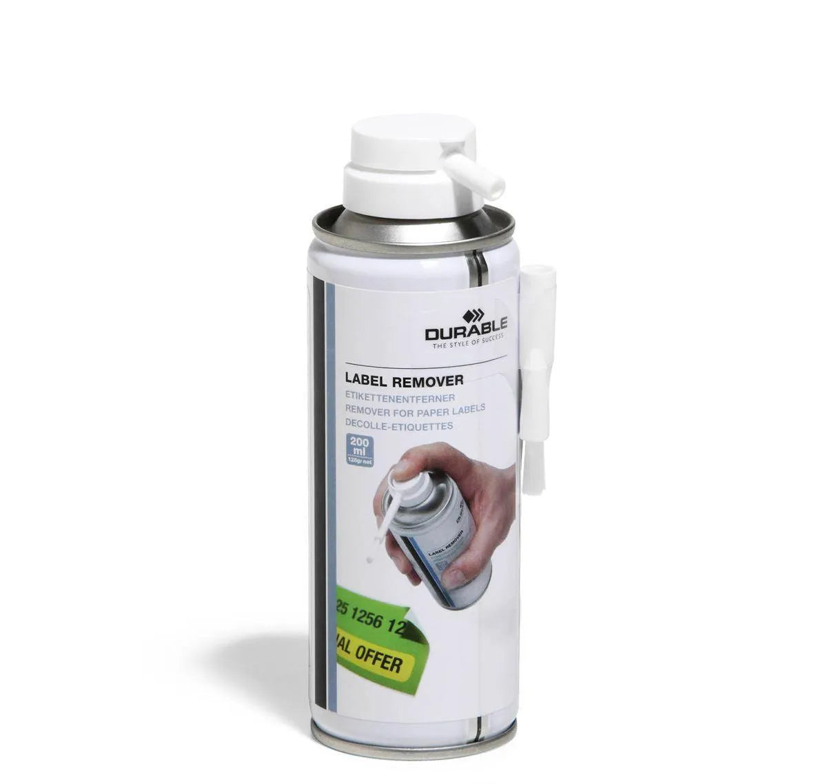 Showing Durable UK's Durable LABEL REMOVER for Adhesive Residue, Glue, Tape and Stickers | 200ml, available as SKU 586700 with EAN 4005546505909.