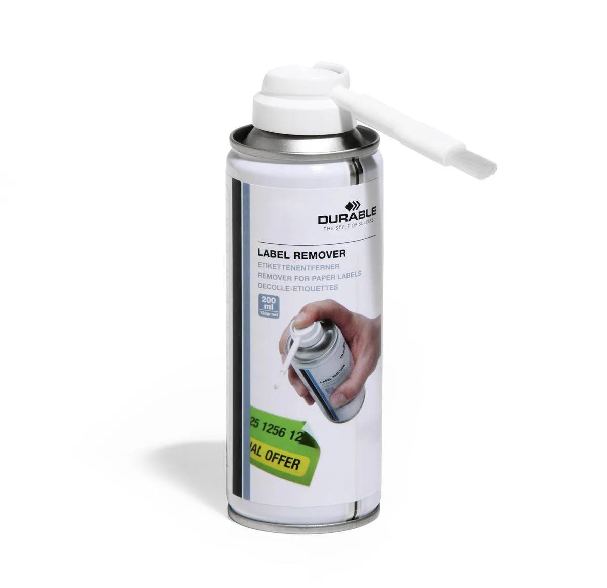 Showing Durable UK's Durable LABEL REMOVER for Adhesive Residue, Glue, Tape and Stickers | 200ml, available as SKU 586700 with EAN 4005546505909.