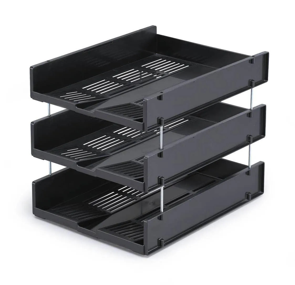 Showing Durable UK's Durable OPTIMO Recycled Plastic Stackable Letter Tray File | A4+ Grey, available as SKU 1700784058 with EAN 4005546108094.