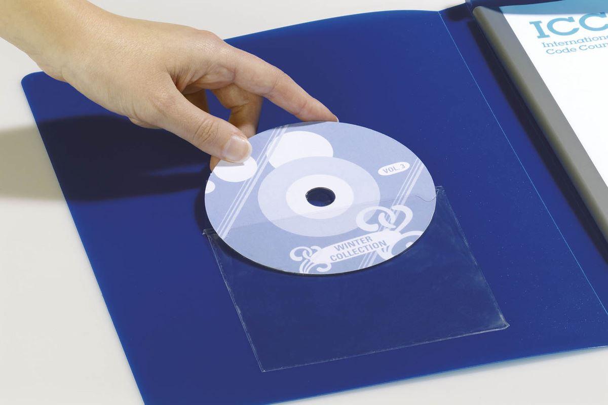 Showing Durable UK's Durable POCKETFIX Self-Adhesive Clear CD\DVD Sleeve Pocket | 100 Pack, available as SKU 828019 with EAN 4005546806976.