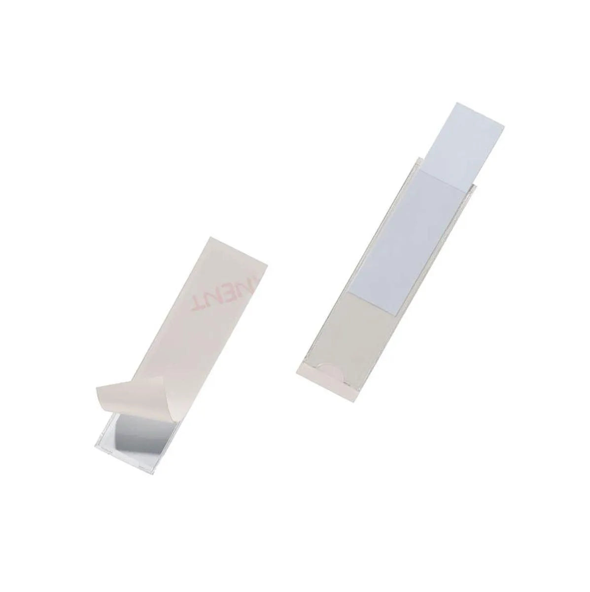 Showing Durable UK's Durable POCKETFIX Self-Adhesive Clear Label Sleeve Pockets | 10 Pack | 75 x 18mm, available as SKU 807219 with EAN 4005546889221.