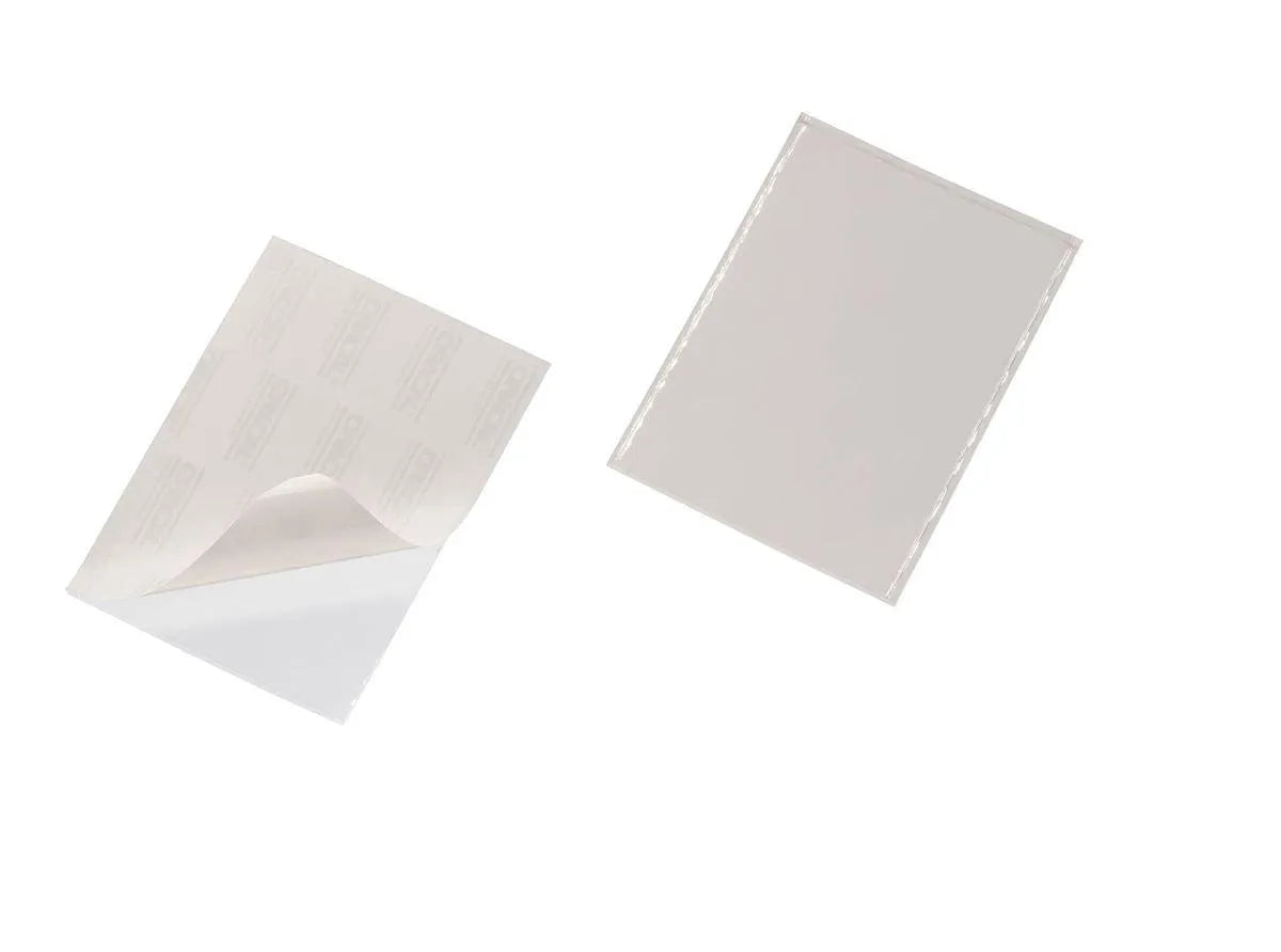 Showing Durable UK's Durable POCKETFIX Self-Adhesive Clear Label Sleeve Pockets | 25 Pack | A5, available as SKU 829419 with EAN 4005546805191.