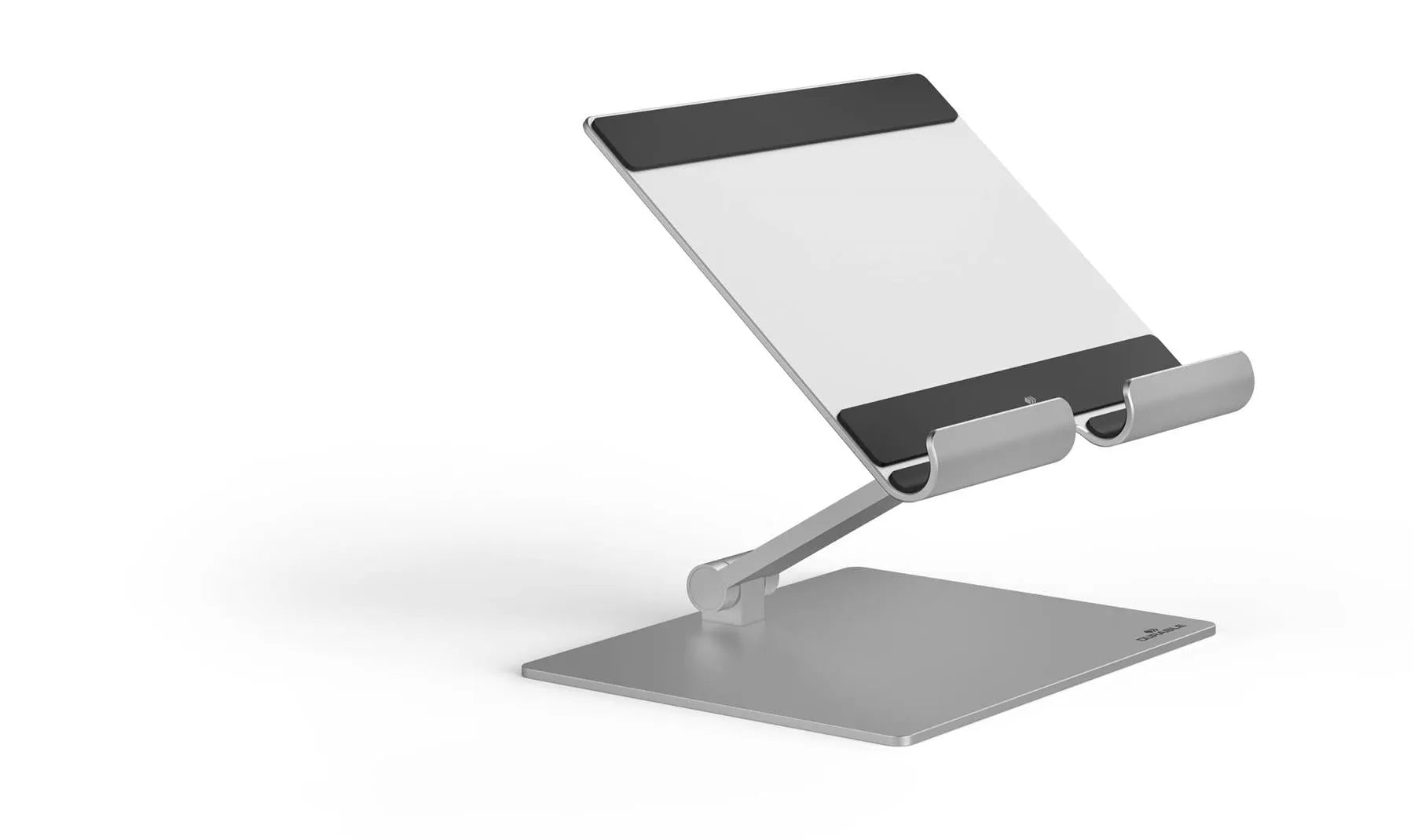 Showing Durable UK's Durable Premium Aluminium Tablet Holder Rise Desk Stand | Foldable, available as SKU 894023 with EAN 4005546732633.