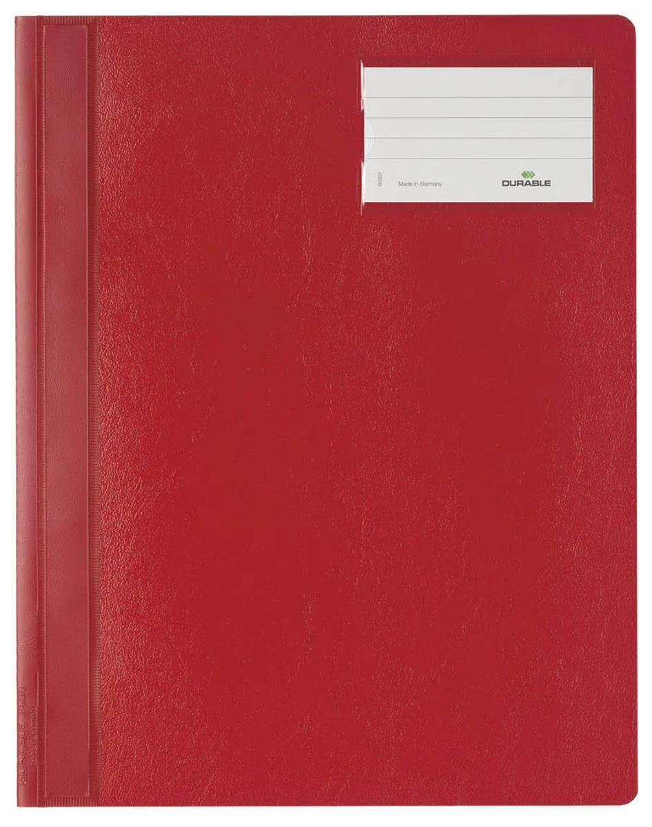 Showing Durable UK's Durable Presentation Document Project Folder Report File | 25 Pack | A4+ | Red, available as SKU 250003-25 with EAN 4005546200842.