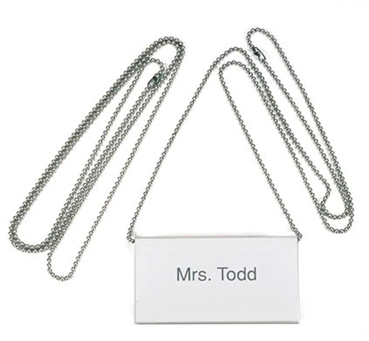 Showing Durable UK's Durable Recycled Steel ID Card Name Badge Chains | 10 Pack | 85cm | Silver, available as SKU 810423 with EAN 4005546800295.