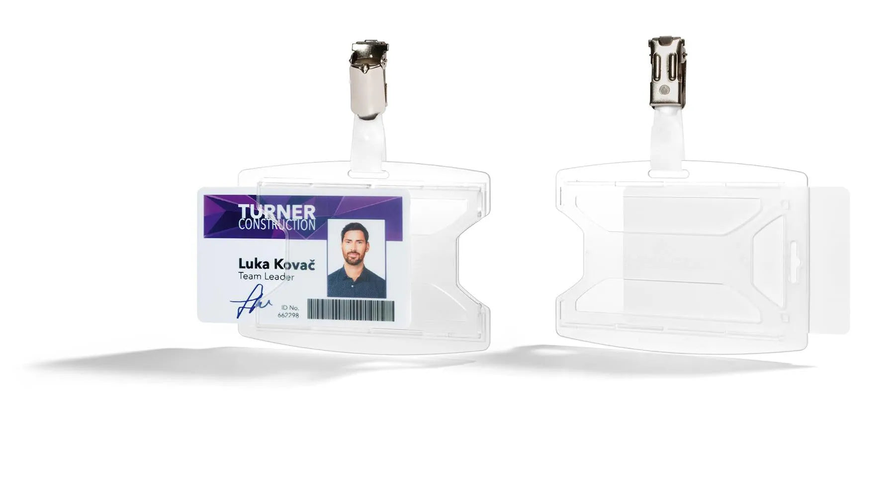 Showing Durable UK's Durable reXycle 1 Card Security Pass ID Badge Holders with Clip | 25 Pack, available as SKU 896119 with EAN 4005546739960.