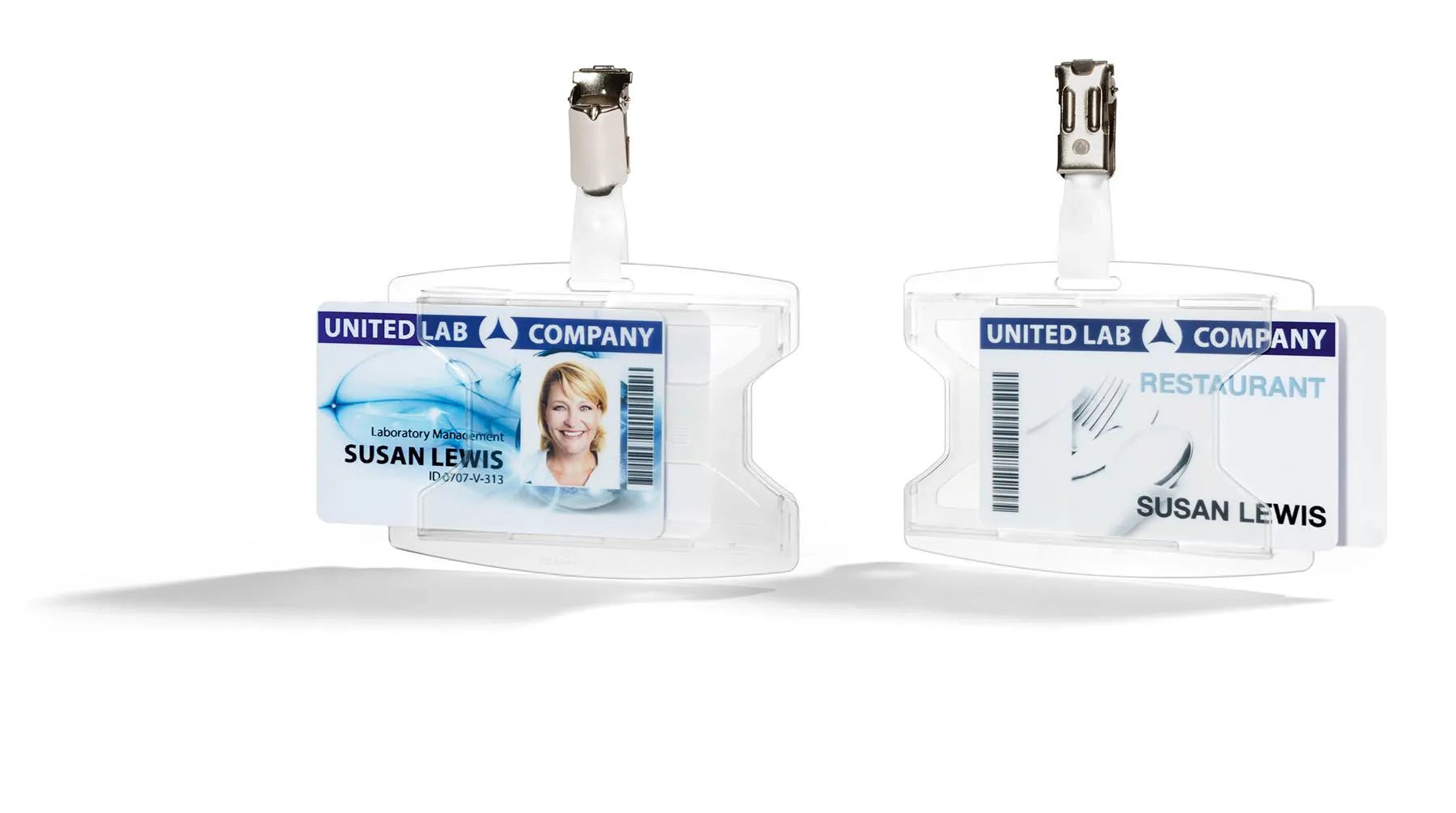 Showing Durable UK's Durable reXycle 2 Card Security Pass ID Badge Holders with Clip | 25 Pack, available as SKU 896219 with EAN 4005546739977.