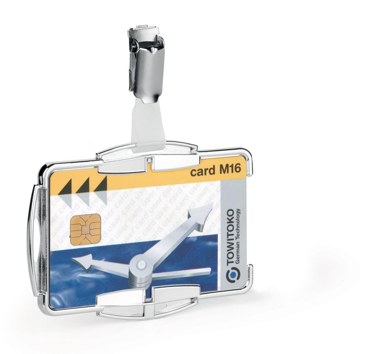 Showing Durable UK's Durable RFID Protected Security Pass ID Card Holder with Clip | 10 Pack | Silver, available as SKU 890123 with EAN 4005546981925.