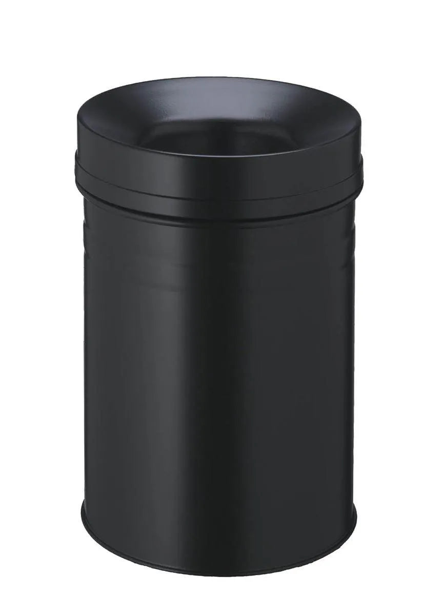 Showing Durable UK's Durable SAFE+ Fire Extinguishing Metal Waste Bin | TUV Certified | 15L | Black, available as SKU 332501 with EAN 4005546988863.