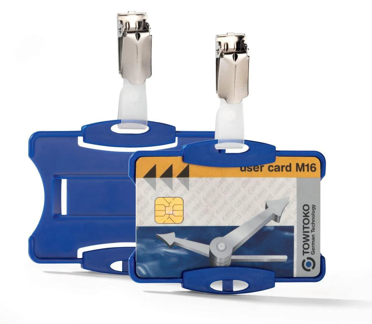 Showing Durable UK's Durable Security Pass Plastic ID Badge Card Holders with Clip | 25 Pack | Blue, available as SKU 811806 with EAN 4005546805306.