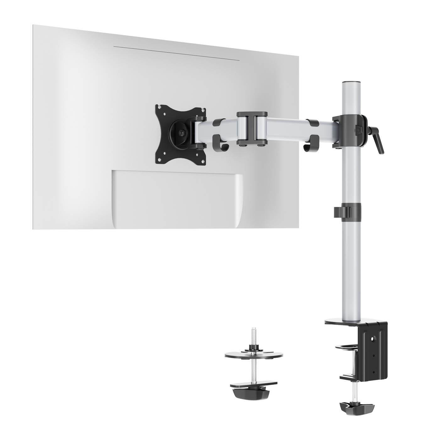 Showing Durable UK's Durable SELECT Monitor Mount Desk Clamp for 1 Screen | 13 - 27" | Gloss Silver, available as SKU 509423 with EAN 4005546734989.