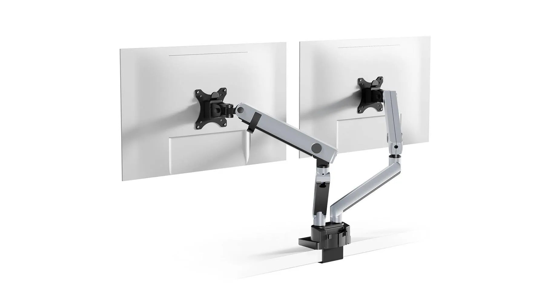 Showing Durable UK's Durable SELECT PLUS Dual Arm Monitor Mount Desk Clamp for 2 Screens | 17 - 32", available as SKU 509723 with EAN 4005546735016.