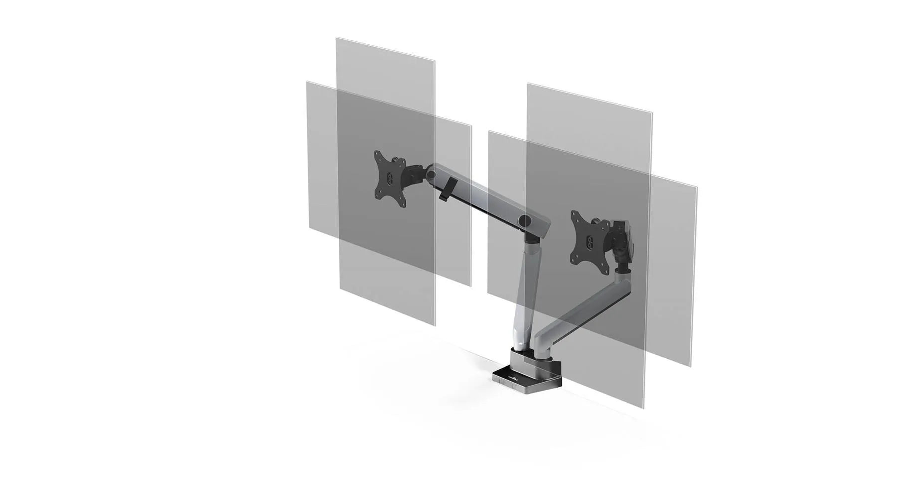 Showing Durable UK's Durable SELECT PLUS Dual Arm Monitor Mount Desk Clamp for 2 Screens | 17 - 32", available as SKU 509723 with EAN 4005546735016.