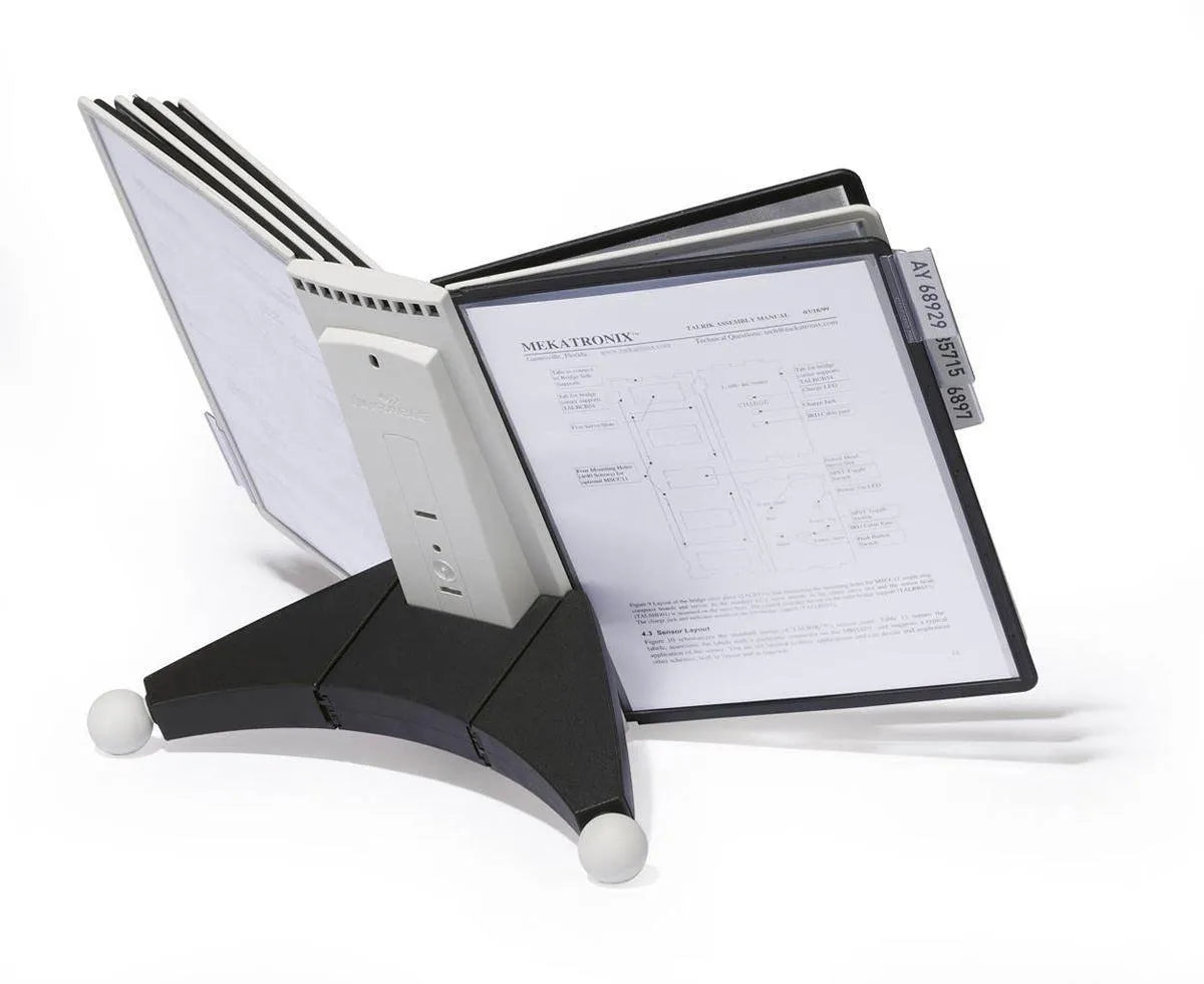 Showing Durable UK's Durable SHERPA WALL 10 Display Panel Document Split Flap Index | A4 Black & Grey, available as SKU 563222 with EAN 4005546503714.