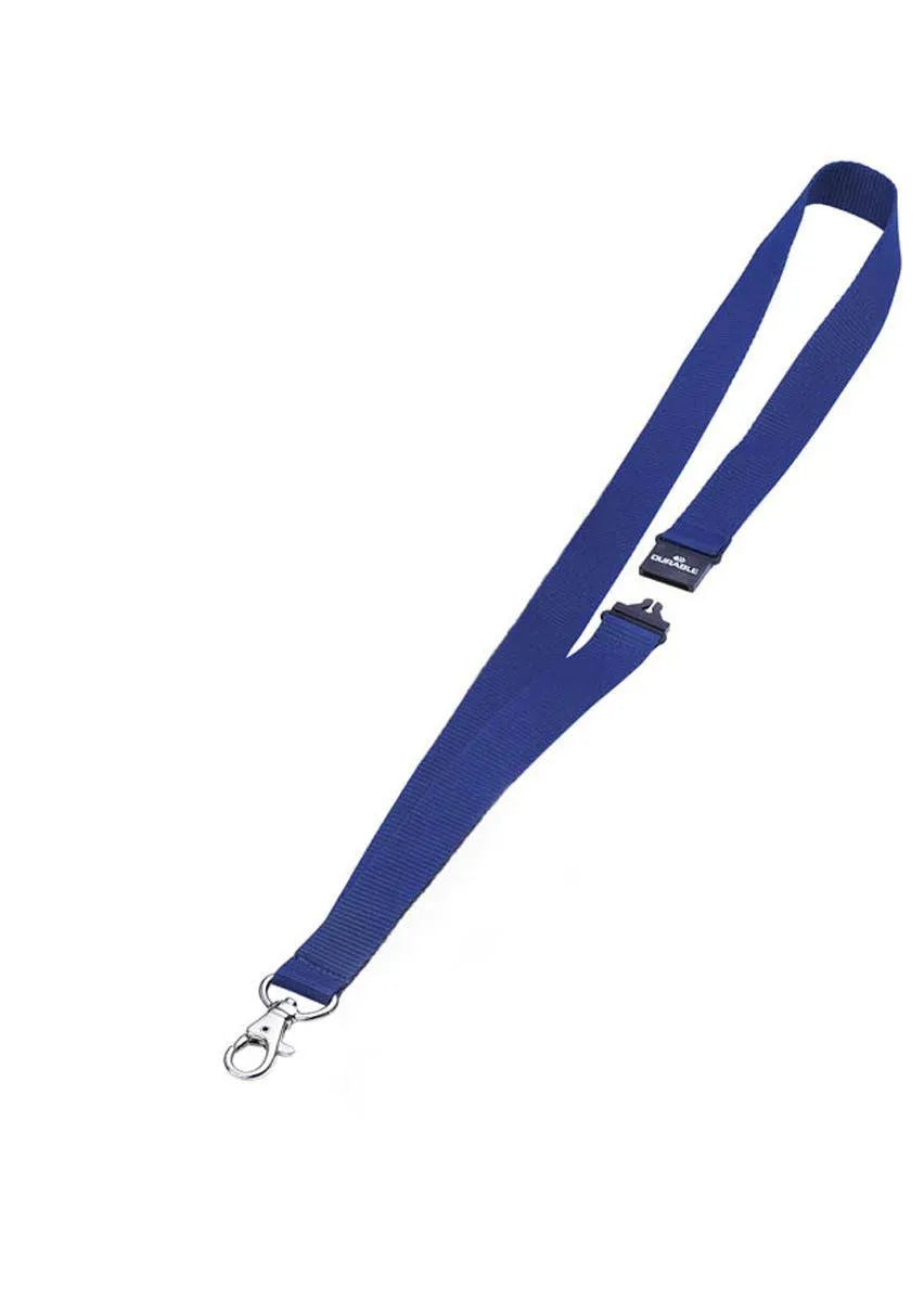 Showing Durable UK's Durable Soft Neck Lanyards with Clip and Safety Release | 10 Pack | Blue, available as SKU 813707 with EAN 4005546800134.