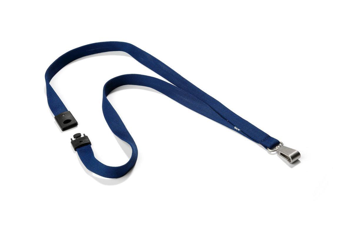 Showing Durable UK's Durable Soft Premium Lanyards with Clip and Safety Release | 10 Pack | Blue, available as SKU 812728 with EAN 4005546808628.