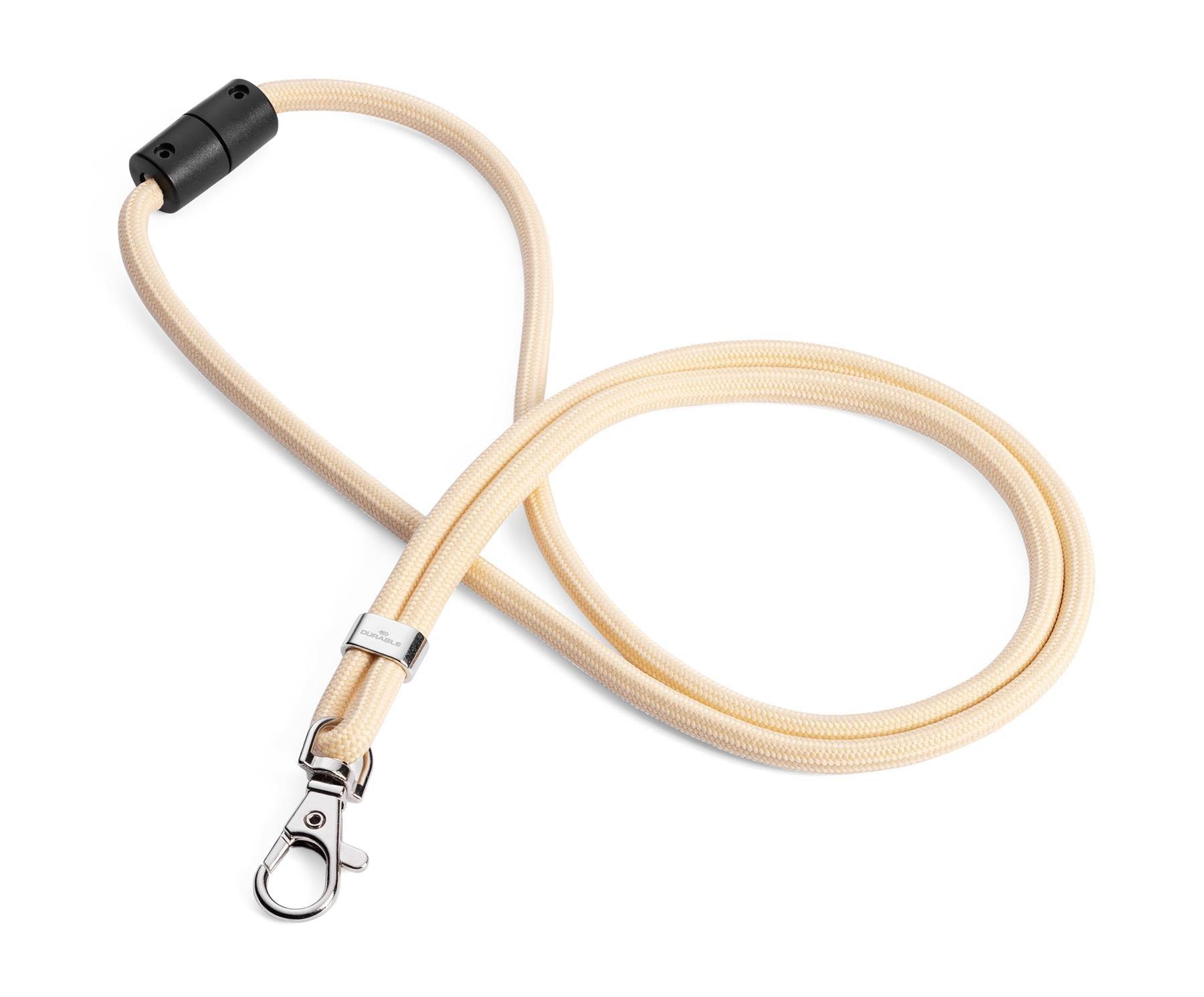 Showing Durable UK's Durable Soft Recycled Fabric Lanyards with Safety Release| 10 Pack | Beige, available as SKU 824116 with EAN 4005546741093.