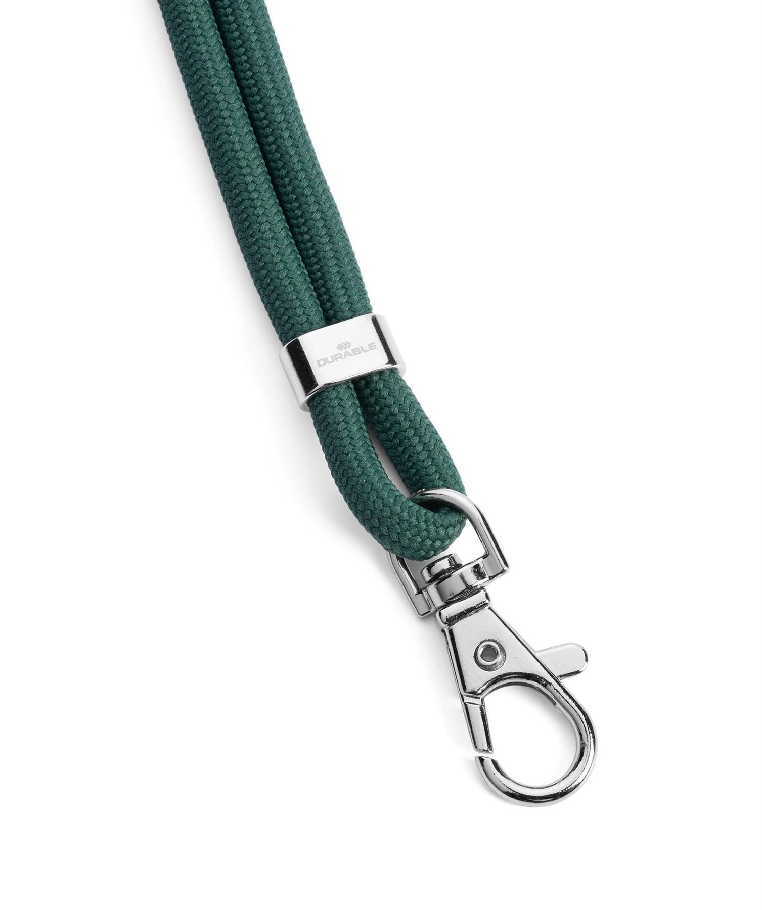 Showing Durable UK's Durable Soft Recycled Fabric Lanyards with Safety Release| 10 Pack | Green, available as SKU 824105 with EAN 4005546741079.