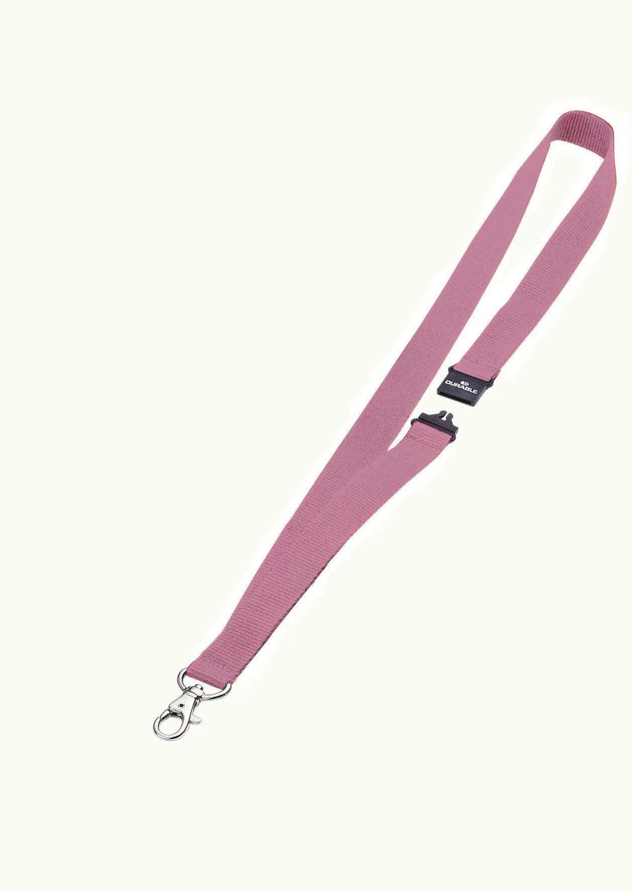 Showing Durable UK's Durable Soft Textile Neck Lanyards with Clip and Safety Release | Pink, available as SKU 999109015 with EAN 4005546946672.