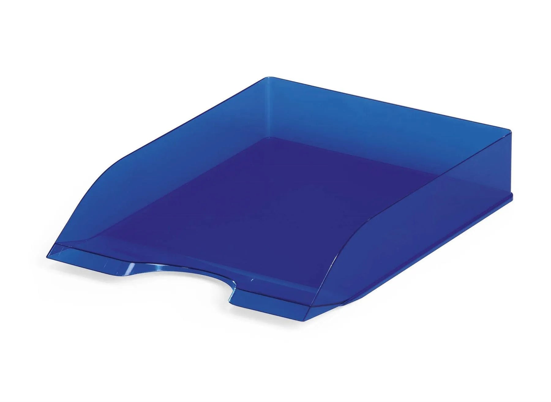 Showing Durable UK's Durable Translucent Stackable Letter Tray Document Paper File | A4+ Clear Blue, available as SKU 1701673540 with EAN 4005546105994.