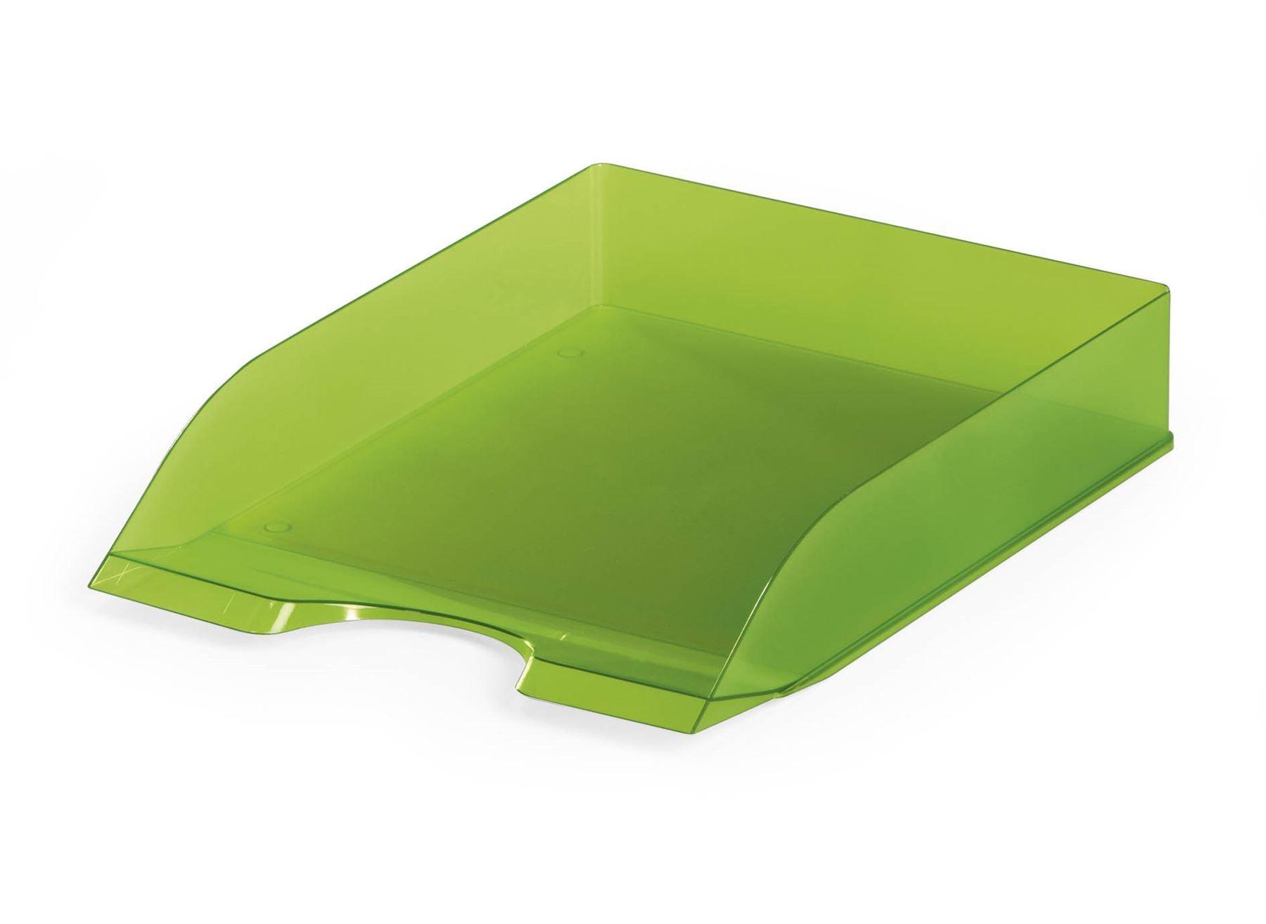 Showing Durable UK's Durable Translucent Stackable Letter Tray Document Paper File | A4+ Clear Green, available as SKU 1701673017 with EAN 4005546105963.