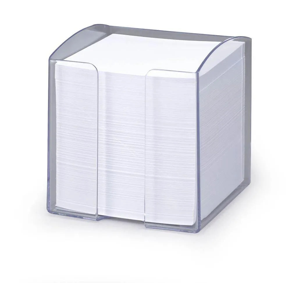 Showing Durable UK's Durable TREND 800 Sheet Note Box Transparent Memo Pad Cube | Clear, available as SKU 1701682400 with EAN 7318081682408.