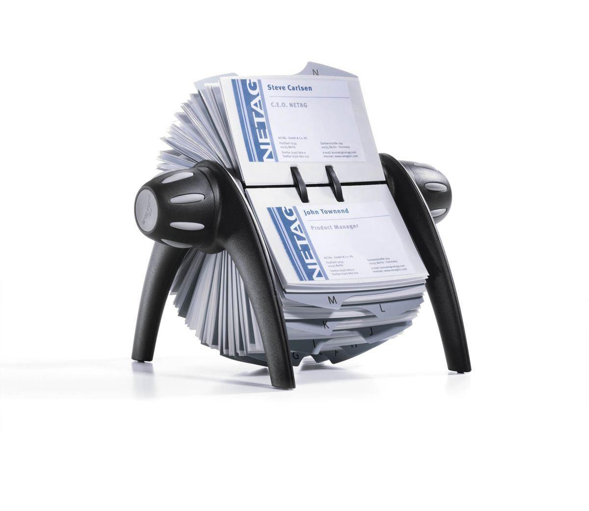 Showing Durable UK's Durable VISIFIX 400 Card Rotary Business Card Holder File | A-Z Index | Black, available as SKU 241701 with EAN 4005546206356.