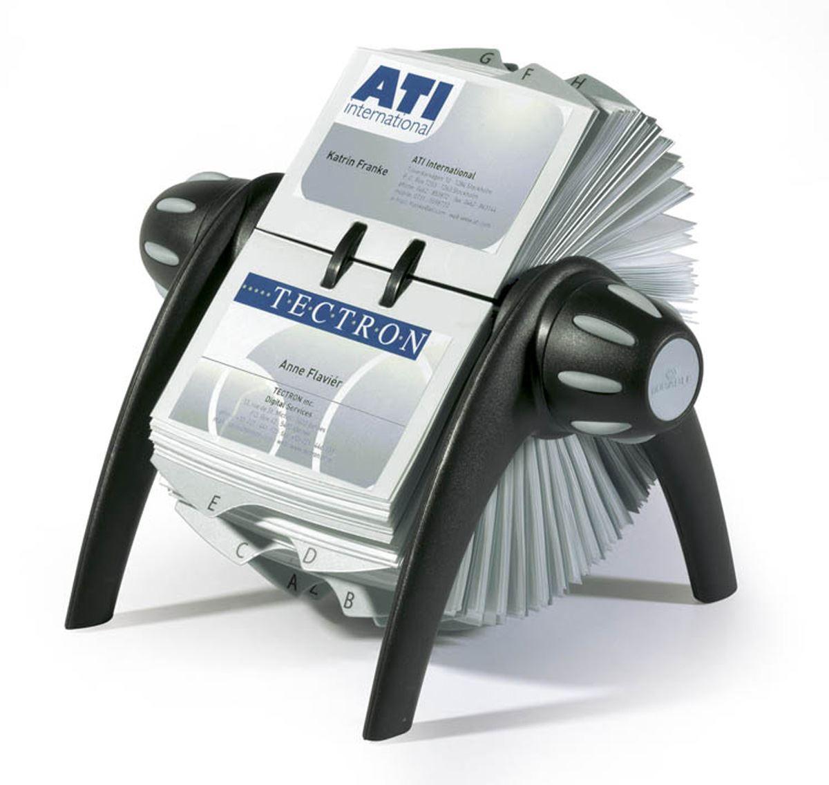 Showing Durable UK's Durable VISIFIX 400 Card Rotary Business Card Holder File | A-Z Index | Black, available as SKU 241701 with EAN 4005546206356.