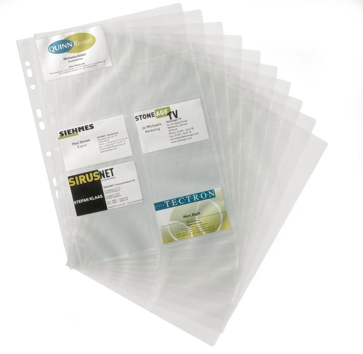 Showing Durable UK's Durable VISIFIX Punched Pocket Wallets for Business Cards | 10 Pack | A4 Clear, available as SKU 238919 with EAN 4005546250236.