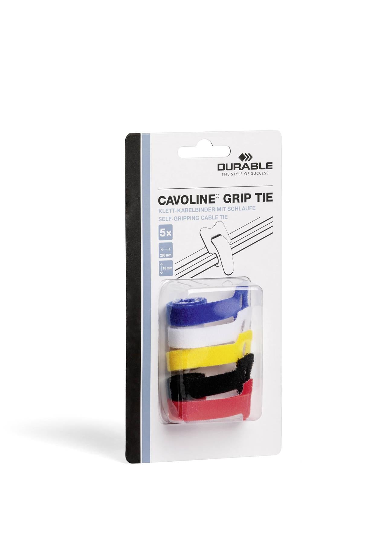 Durable CAVOLINE Reusable Hook and Loop Cable Management Tie Straps | 5 Pack