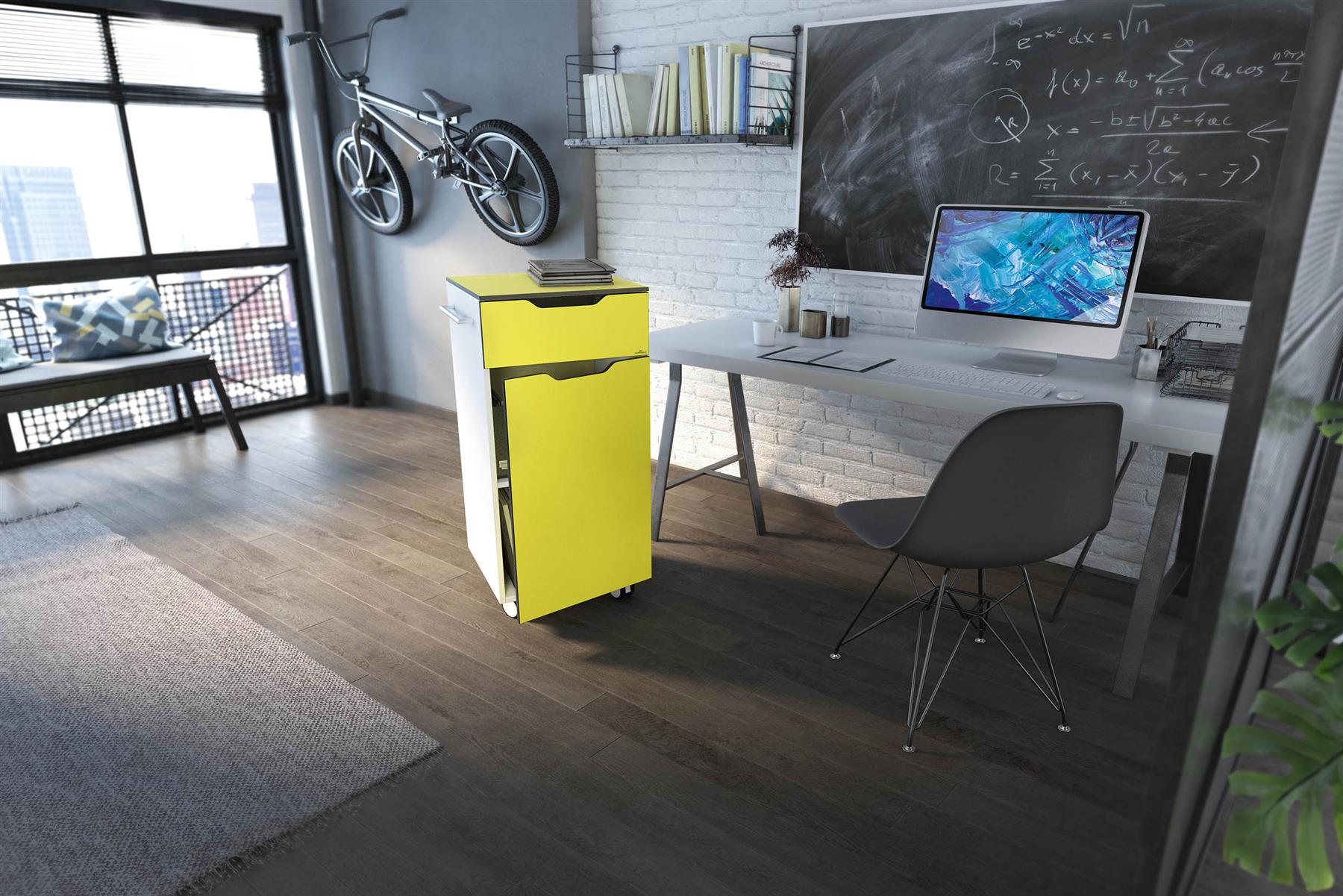 Durable QUARO ADVANCED | Multi-Function Office Trolley | Yellow