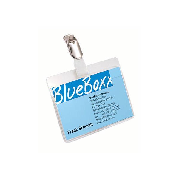 Durable Clip Name Tag ID Badge Card Holders + Inserts | 50 Pack | 60 x 90mm