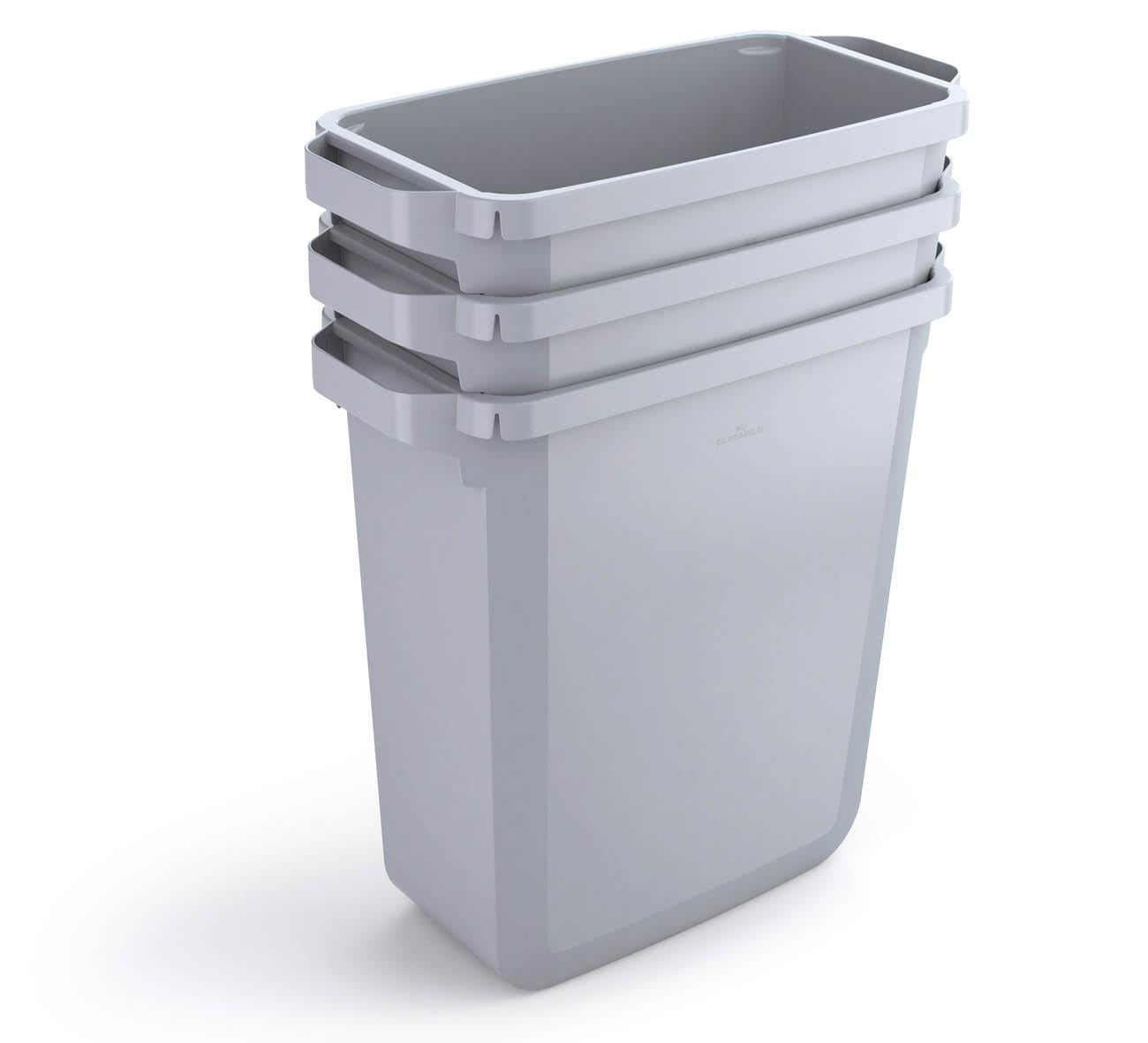 Durable DURABIN ECO Recycled Black Recycling Bin + Grey Hinged Lid | 60L