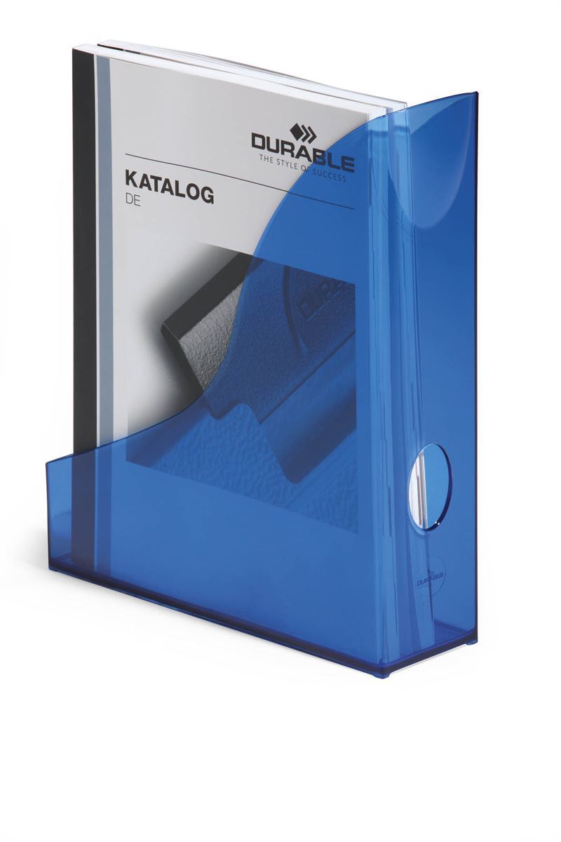 Durable Translucent Magazine Rack Document Desk File Organiser | A4 Clear Blue