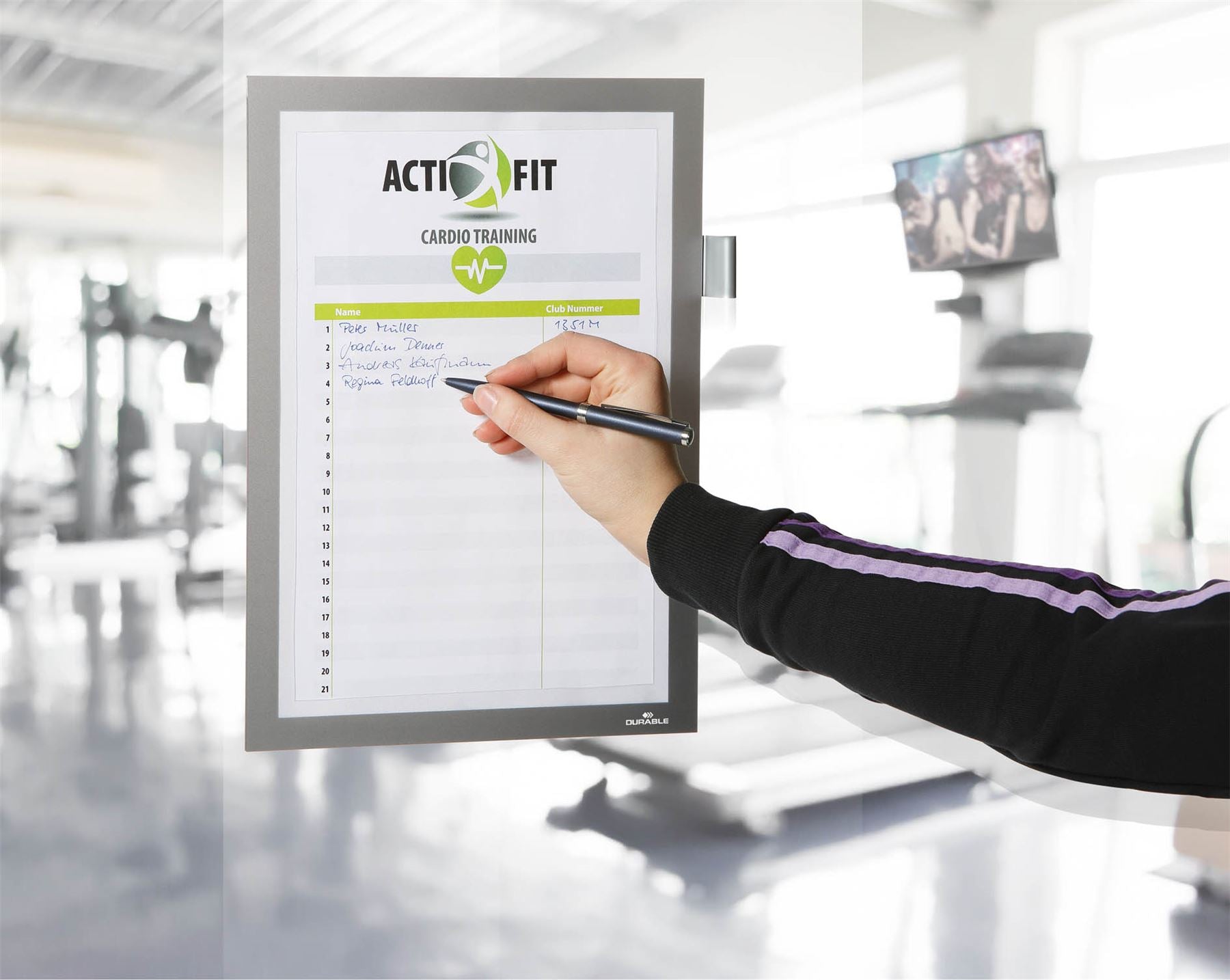 Durable DURAFRAME NOTE Adhesive Magnetic Document Frame + Pen Holder | A4 Silver