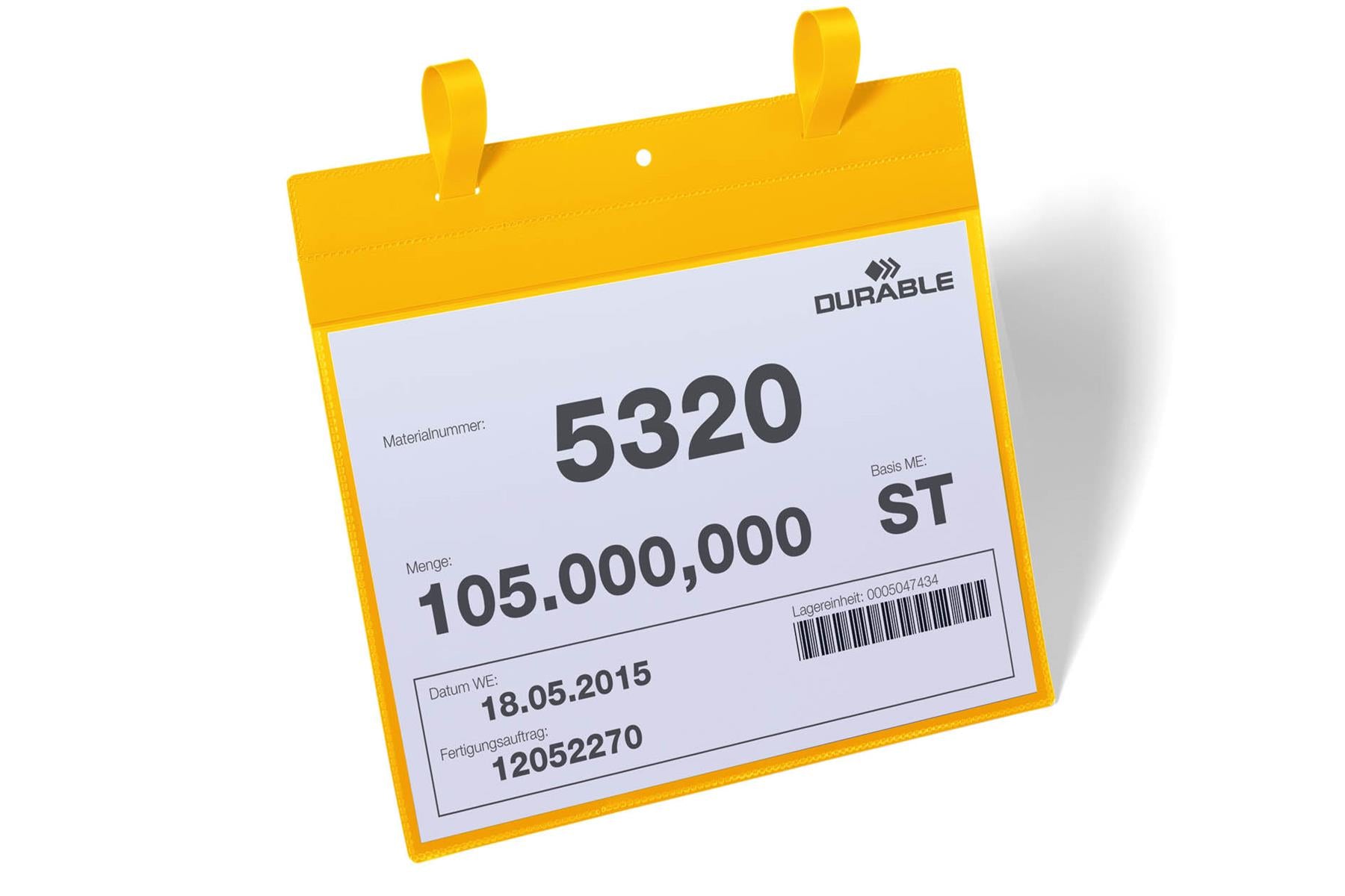 Durable Strap Ticket Holder Document Pocket Landscape | 50 Pack | A4 Yellow