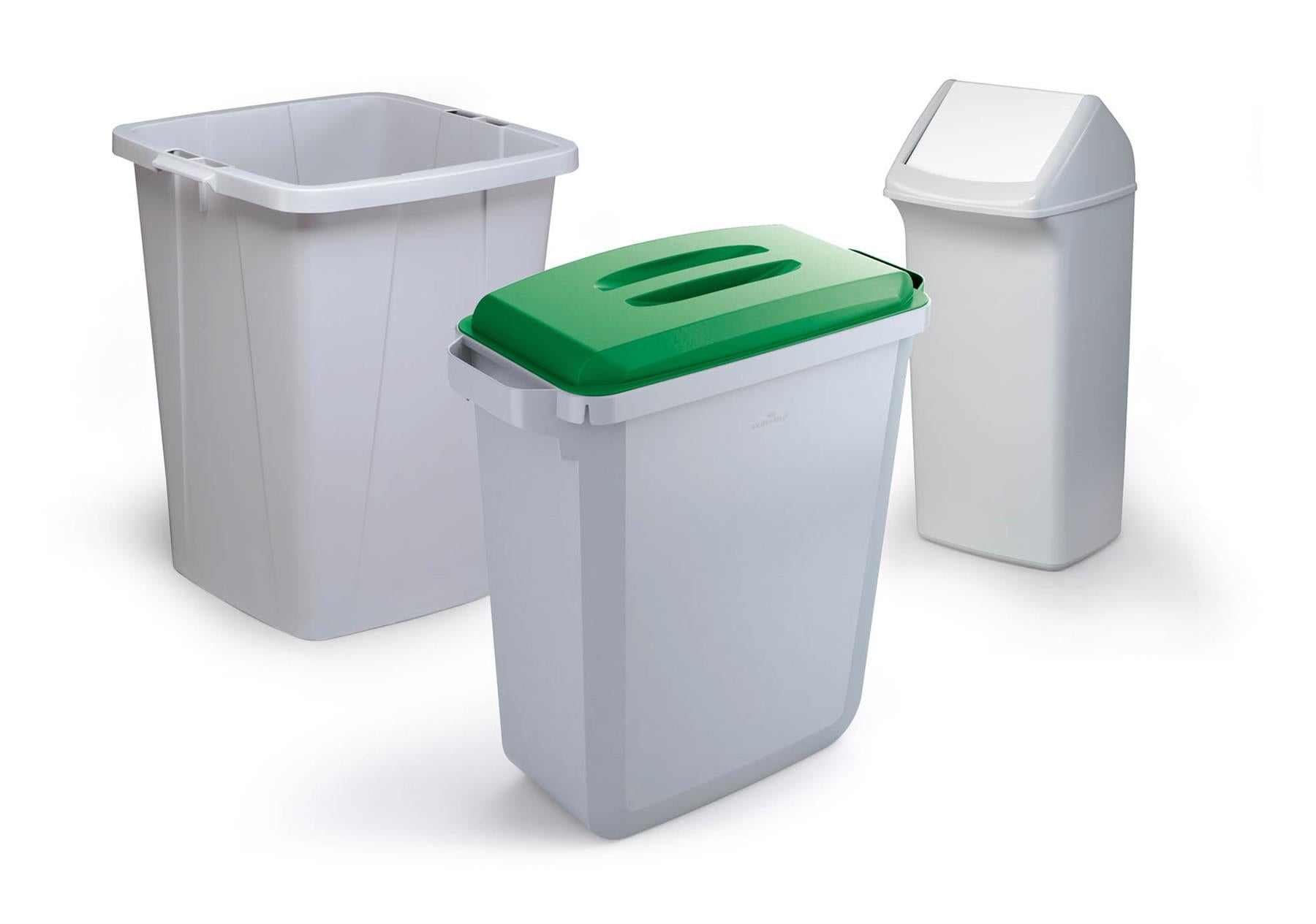 Durable DURABIN Contemporary White Square Recycling Bin + Swing Lid | 40L