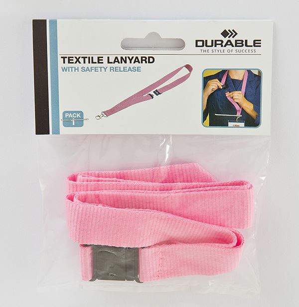 Durable Soft Textile Neck Lanyards with Clip and Safety Release | Pink