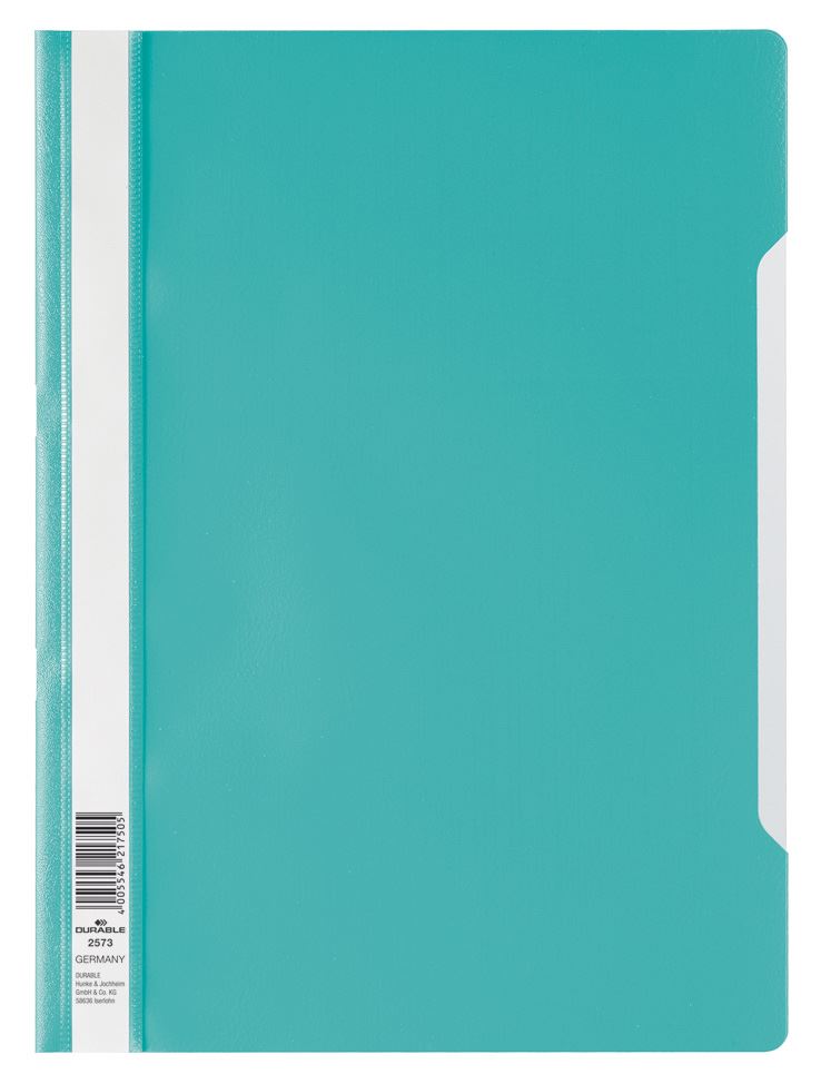 Durable Clear View Project Folder Document Report File | 25 Pack | A4 Turquoise