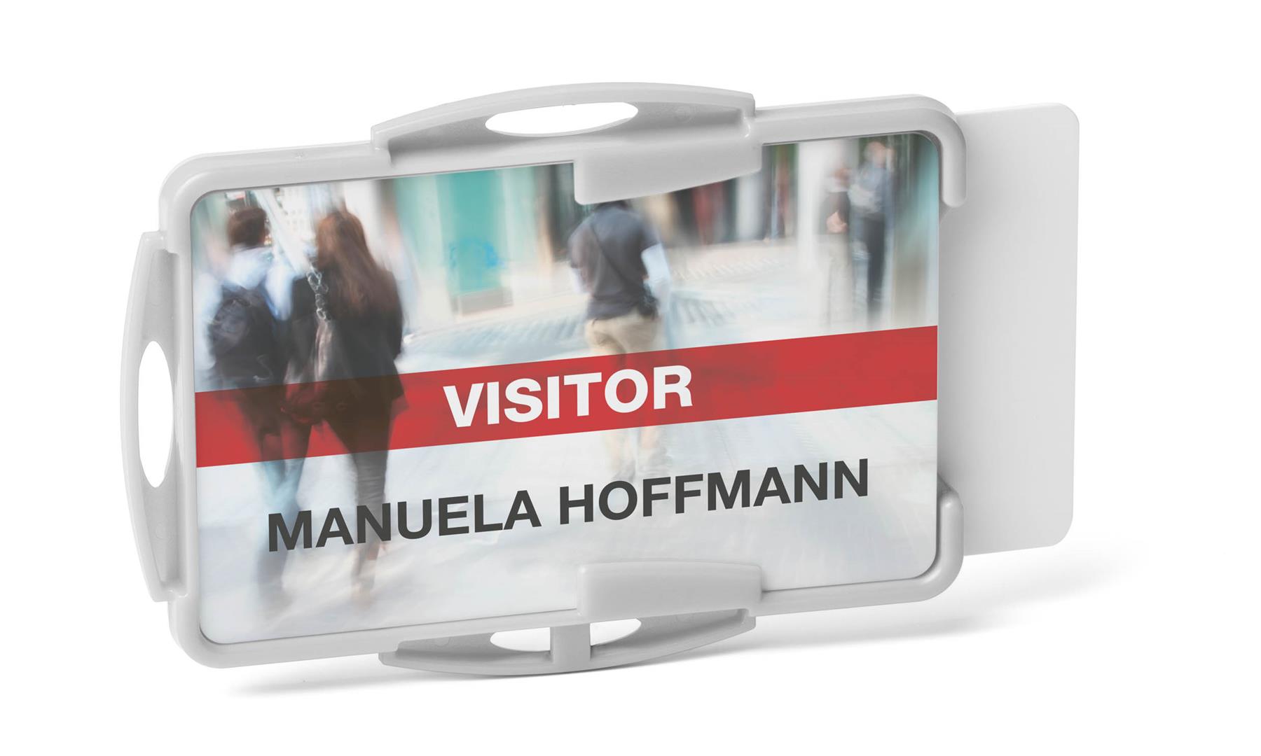 Durable ECO 2 Card Recycled Plastic Security ID Badge Holders | 10 Pack | Grey