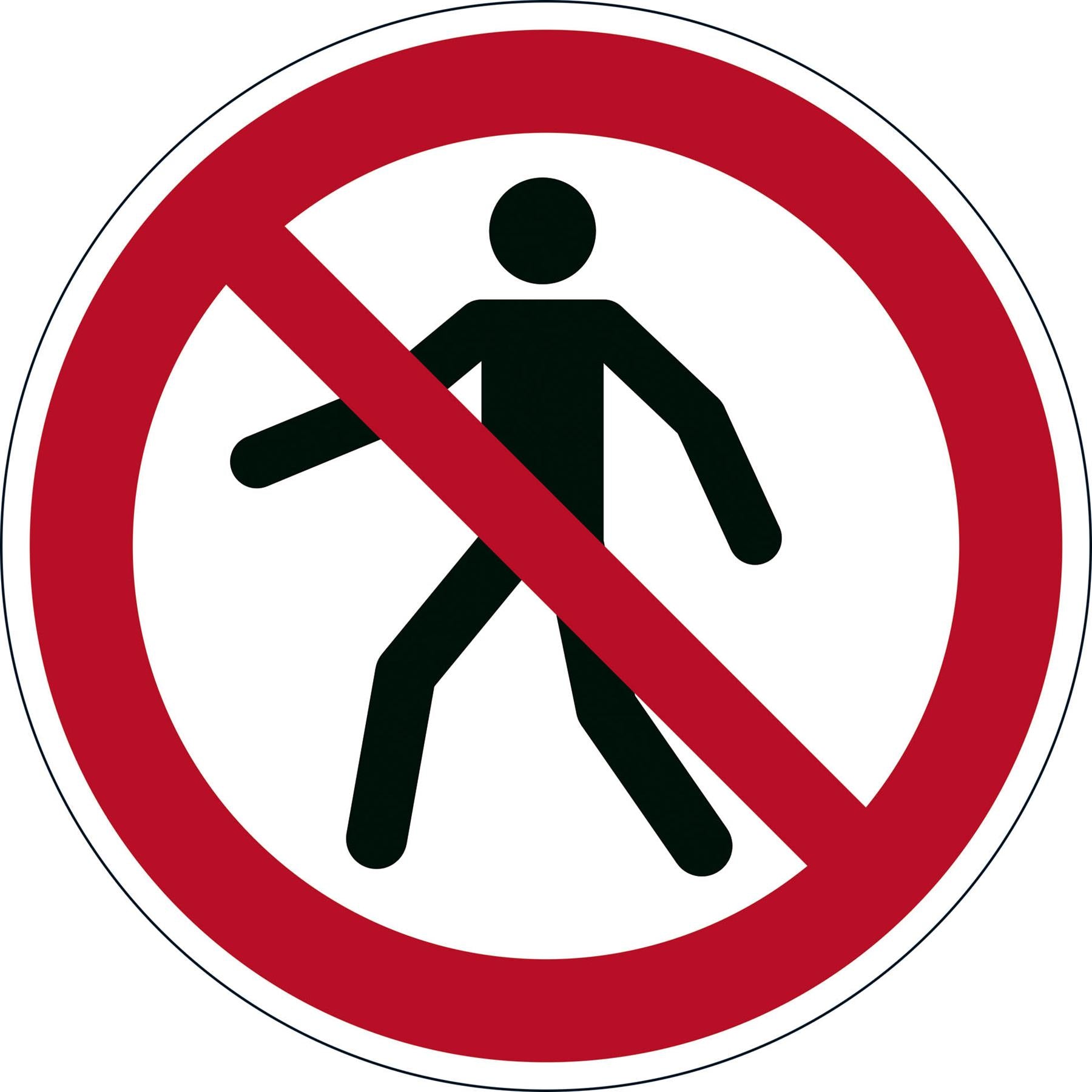 Durable Adhesive ISO "Pedestrians Prohibited" Sign Safety Floor Sticker | 43cm