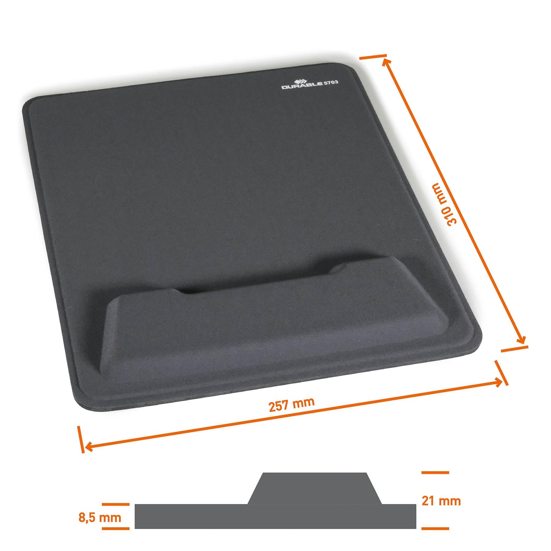 Durable ERGOTOP Soft Touch Mouse Mat with Foam Support Wrist Rest Pad | Grey