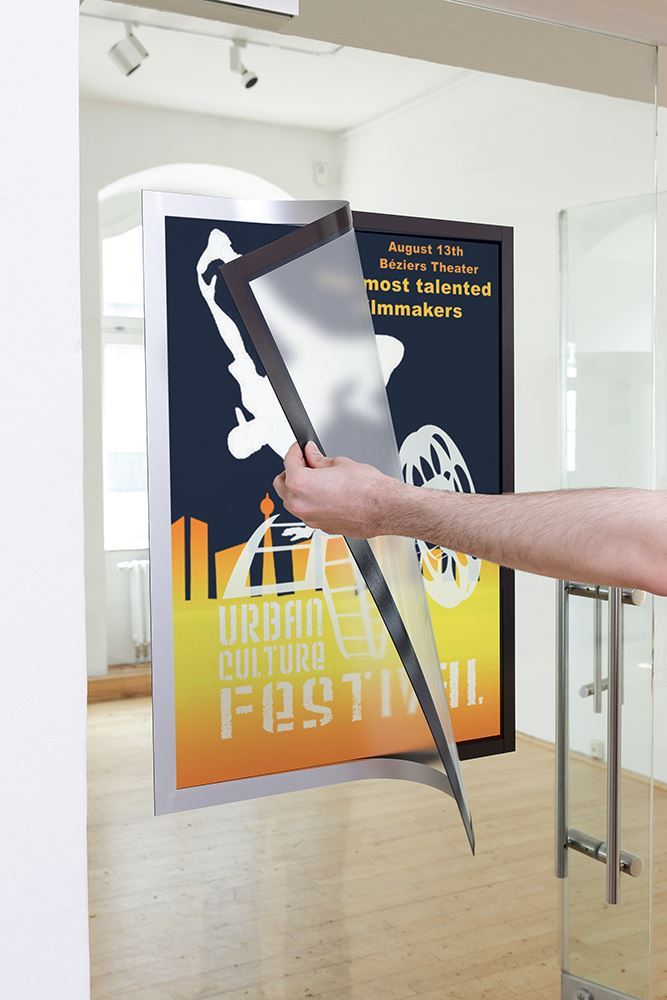 Durable DURAFRAME UV Poster Adhesive Magnetic Signage Frame | A2 Silver