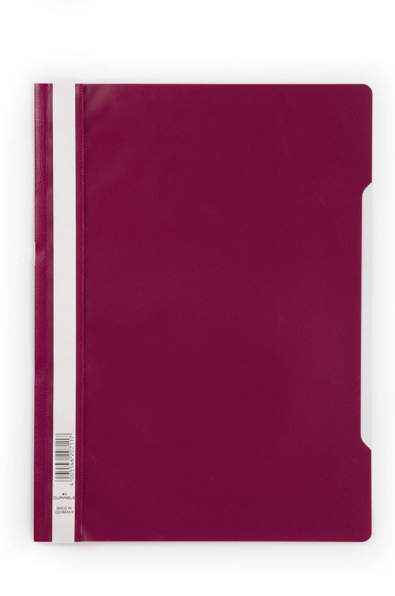 Durable Clear View Project Folder Document Report File | 50 Pack | A4 Red