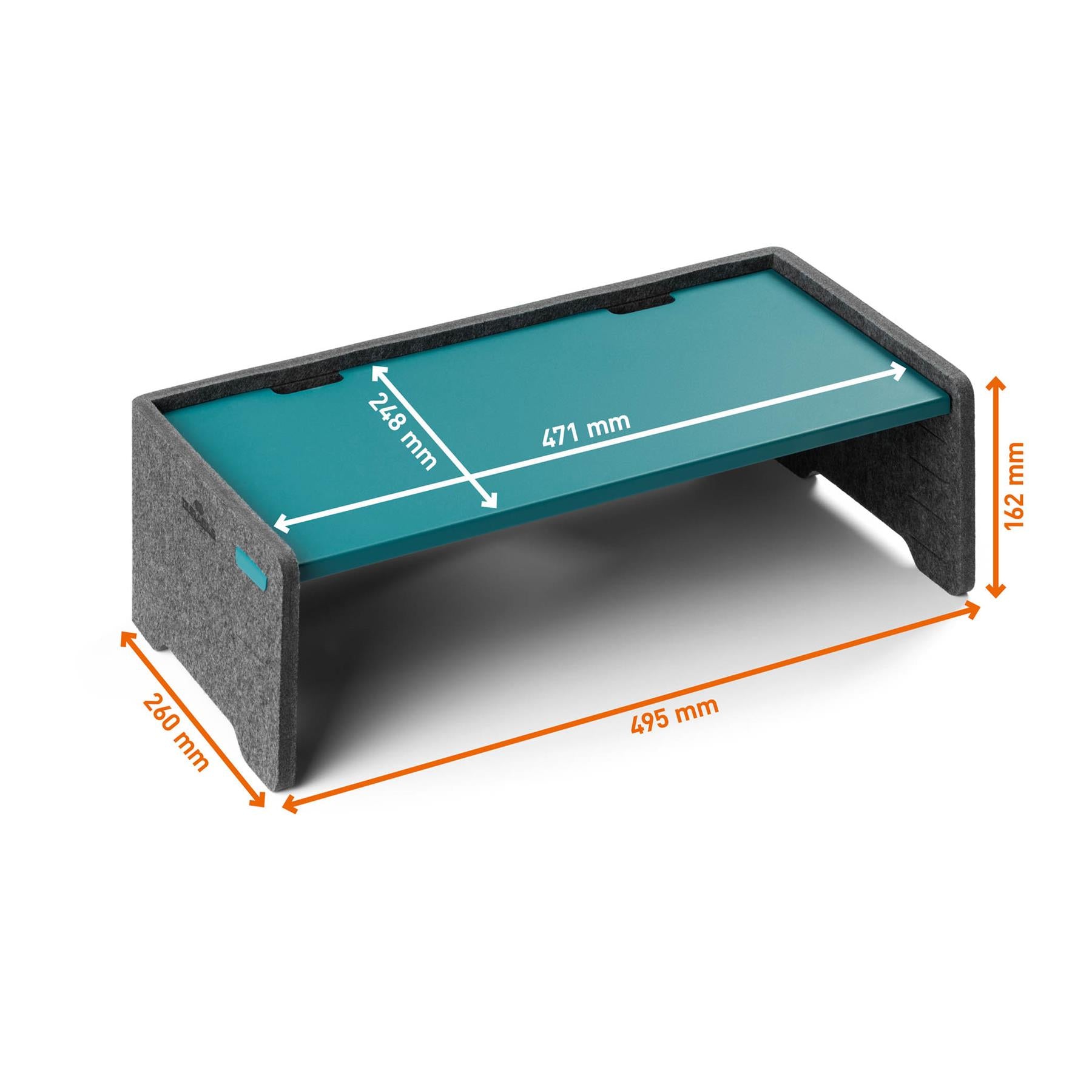 Durable Premium Felt Monitor Riser Laptop Stand | Height-Adjustable Shelf | Teal