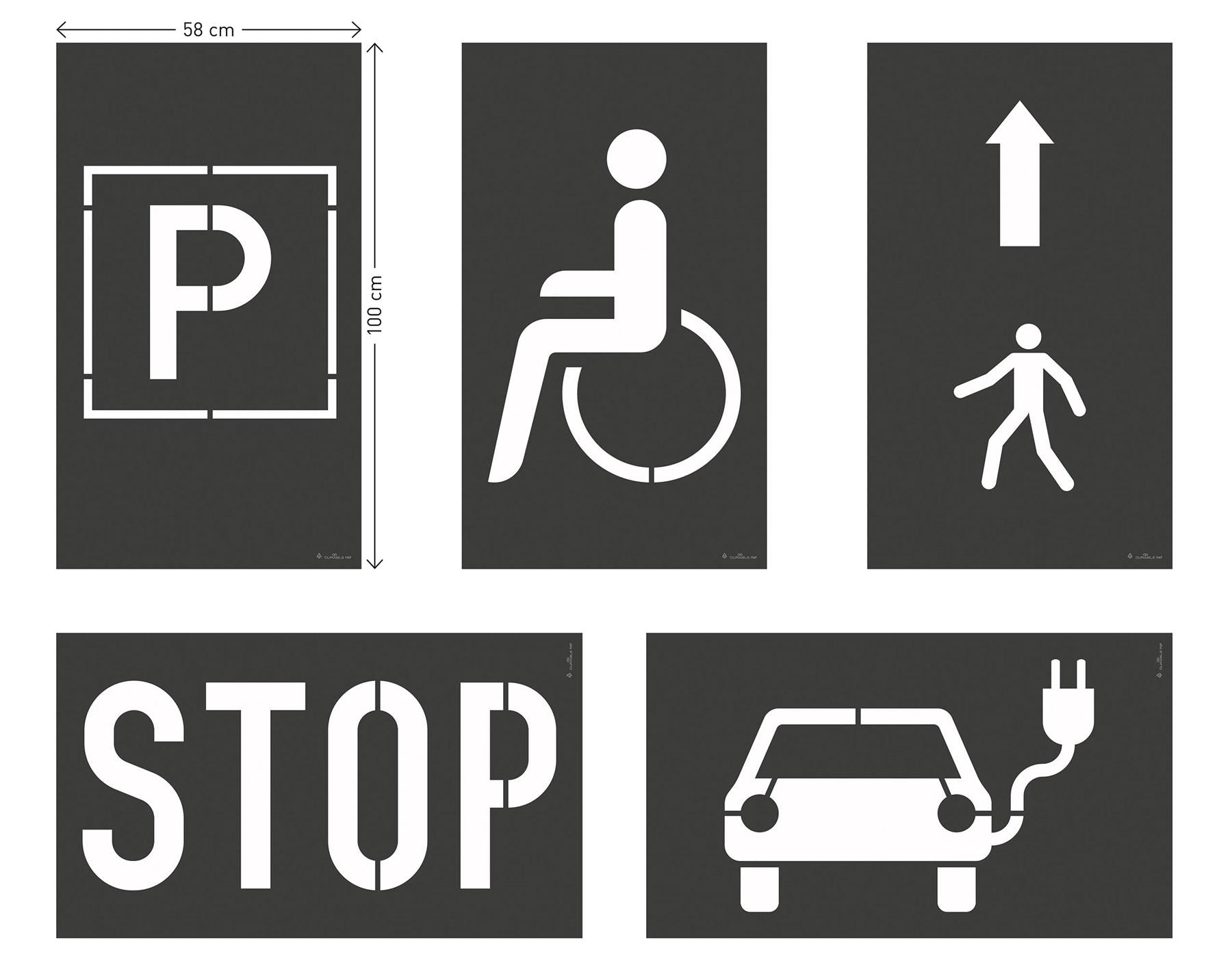 Durable DURALINE Car Park Parking Space Floor Marking 6 Stencil Set | 100 x 58cm