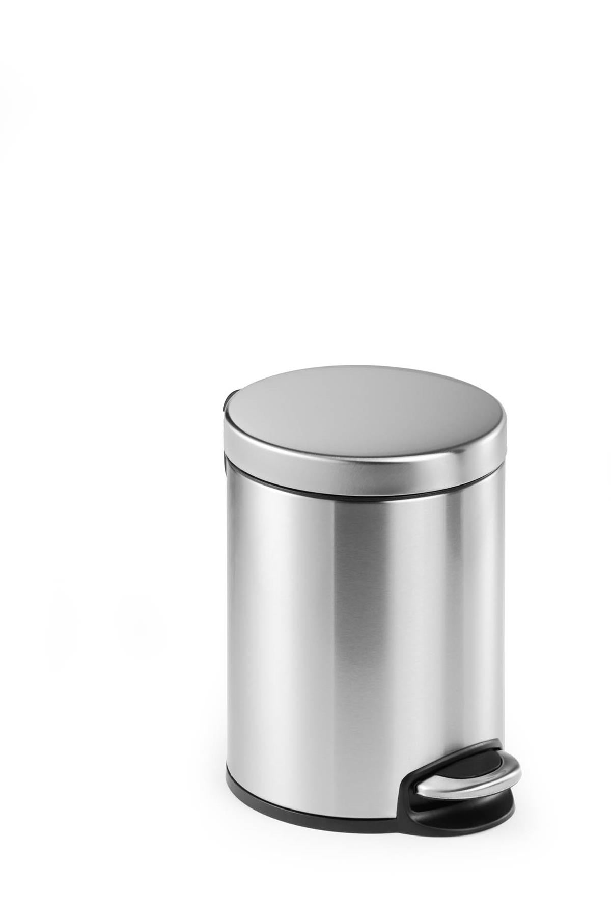 Durable Stainless Steel Pedal Bin 5L | Soft-Close Round Waste Bin | Silver