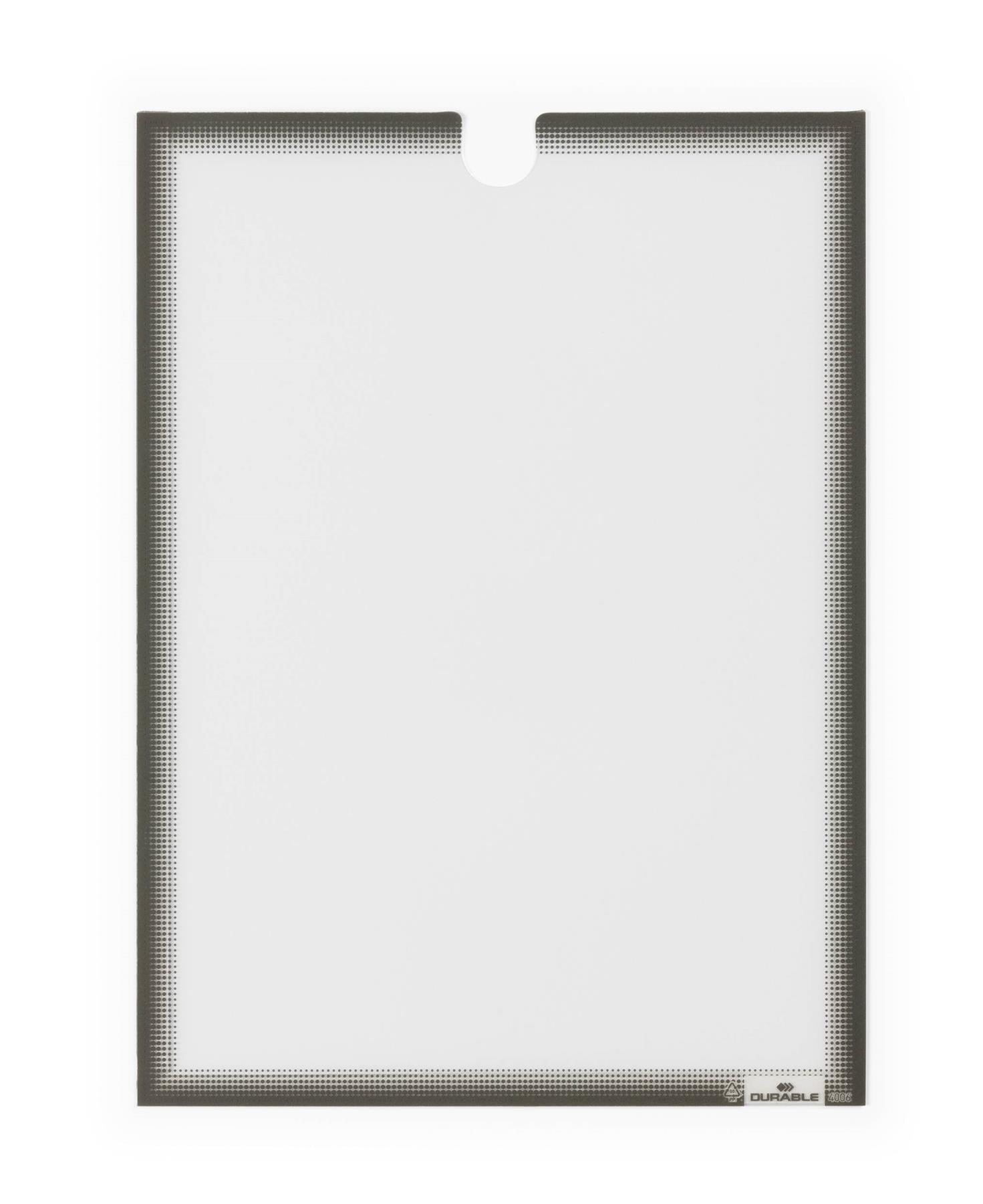 Durable Self Adhesive Easy-Insertion Info Pocket Signage | 5 Pack | A4 Grey